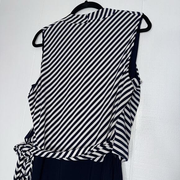 Lauren Ralph Lauren Women’s Navy Stripe Wrap Top Jumpsuit Nautical Size 22W - Picture 5 of 6